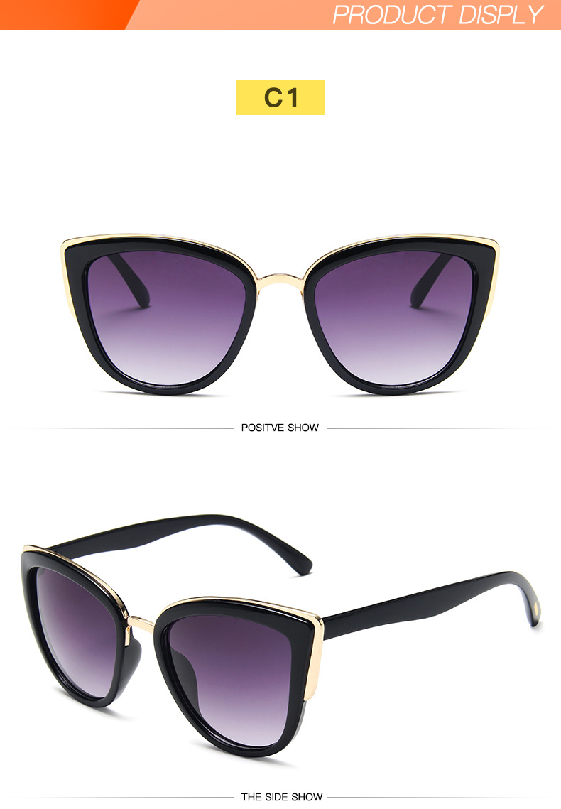 Women's Retro Cat-eye Sunglasses Personality Ins Style Plastic Frame Glasses Leopard Color_voghion.com