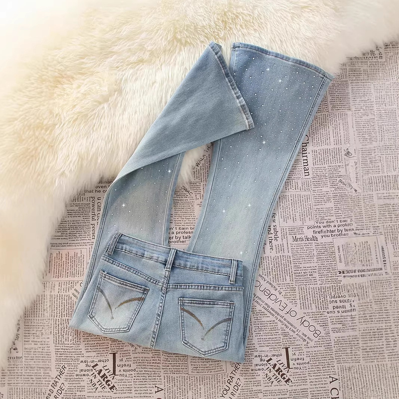 Starry Sky Rhinestone Flared Jeans for Women 2026 New Spring/Summer High-Waisted Slim-Fit Bell-Bottom Pants for Women Starry Sky Rhinestone Flared Jeans for Women 2026 New Spring/Summer High-Waisted Slim-Fit Bell-Bottom Pants for Women