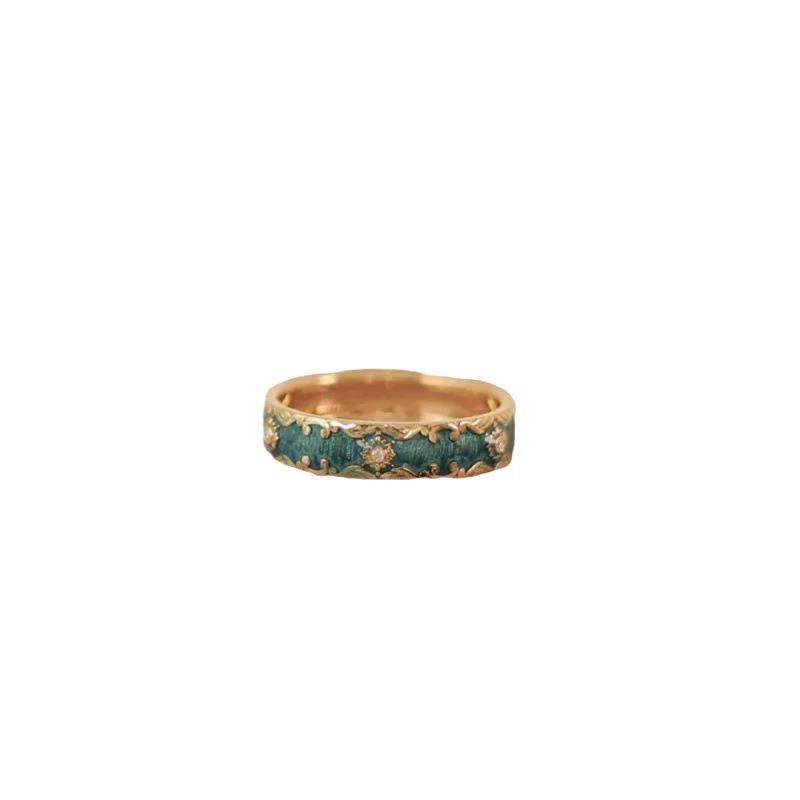 Retro enamel solar-powered, small design sophisticated ring, high-quality style