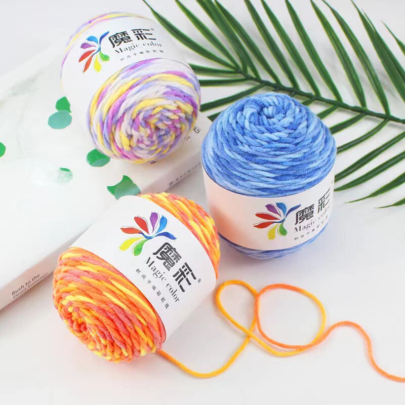 5-Strand Milk cotton wool ball cotton yarn segment dyed rainbow thread handmade DIY factory wholesale