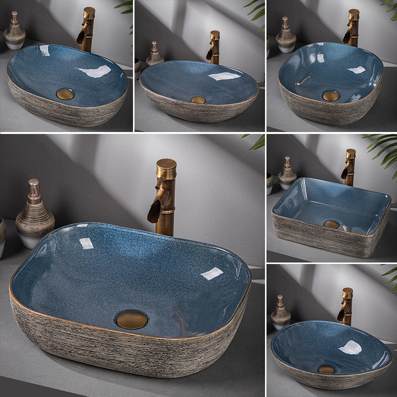 Countertop Basin Washbasin Ceramic Art Retro Washbasin Home Bathroom Washbasin Outdoor European Style