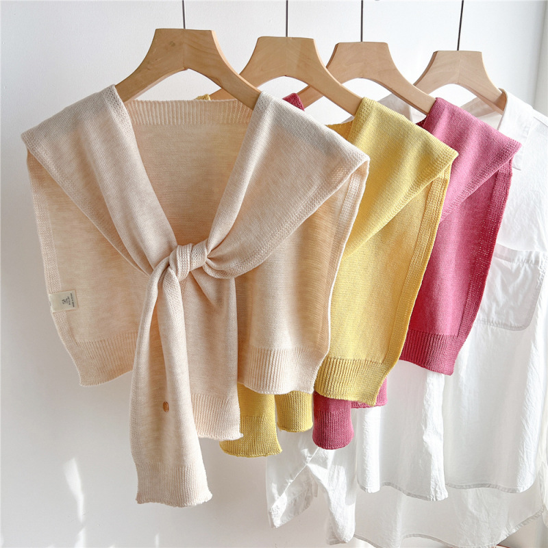 春、秋、夏の女性用無地ニットショール、多用途のエアコン付きルーム、ベスト、フェイクカラー|undefined