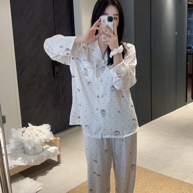 【波点网球】秋季新款卡通波点长袖长裤家居服冰雪丝可爱家居服薄|undefined