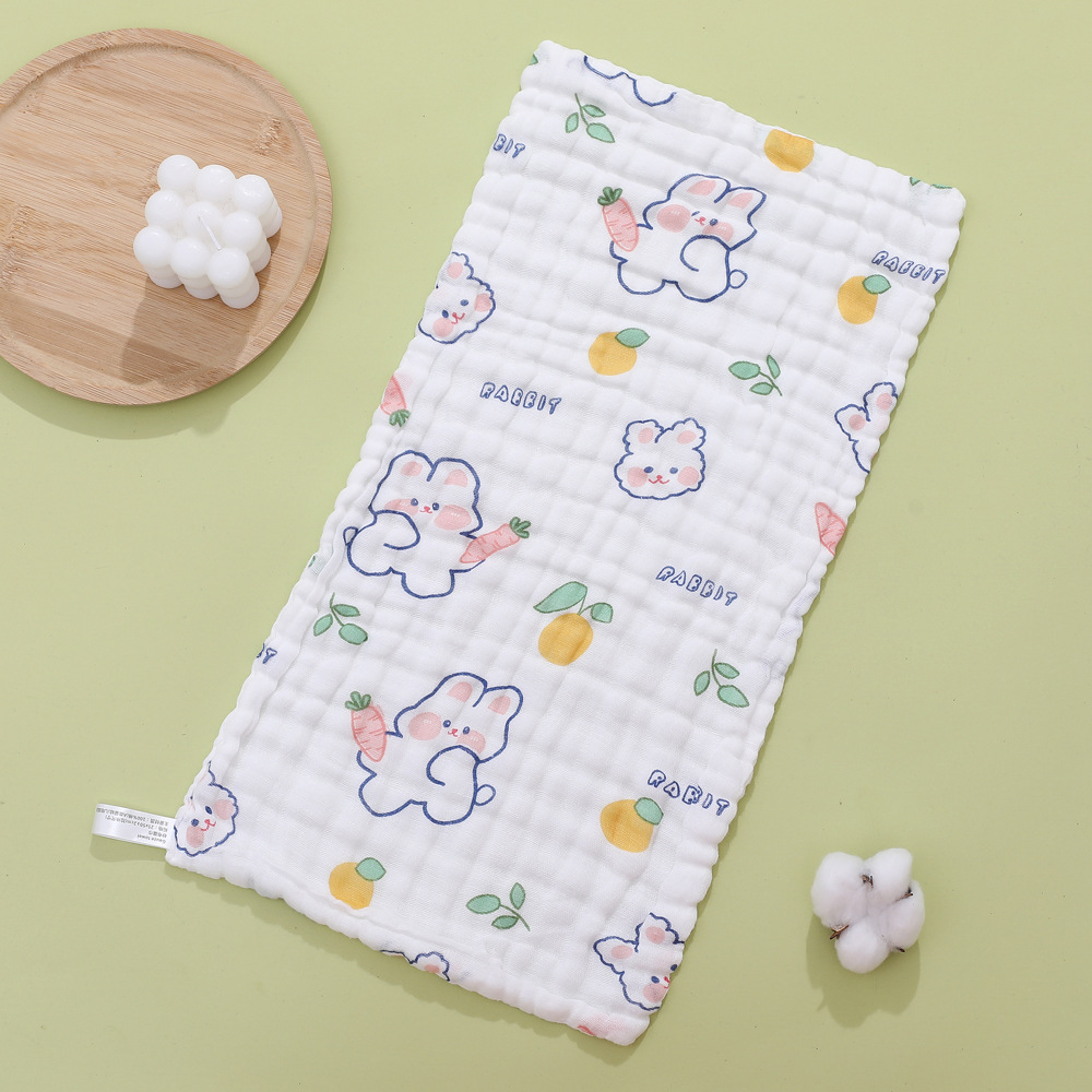Six-layer Square High-density Cotton Baby Face Cartoon Gauze Drool Towel Printed Small Handkerchief_voghion.com