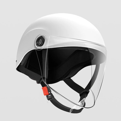 Motosiklet kaskı (dəbilqə) — Lightweight Battery Vehicle Helmet - autumn-helmet-frosted-white-long-mirror-transparent-mirror-all-yards