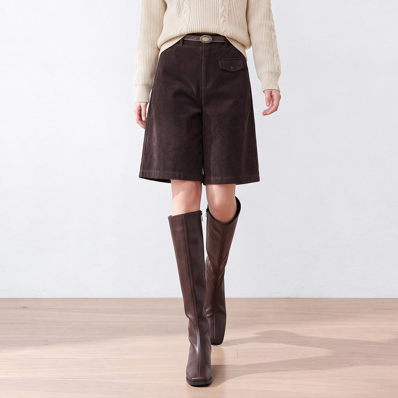 Old Money Style High-Waisted Corduroy Wide-Leg Mid-Length Pants for Women, 2026 Autumn/Winter New Loose Fit Slimming Casual Straight-Cut Five-Point Pants Old Money Style High-Waisted Corduroy Wide-Leg Mid-Length Pants for Women, 2026 Autumn/Winter New Loose Fit Slimming Casual Straight-Cut Five-Point Pants