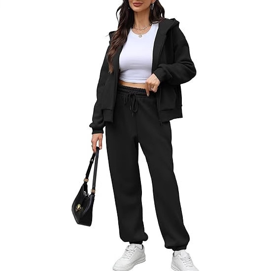 European and American style foreign trade women's clothing 2024 Amazon autumn and winter new long sleeve casual hooded sports suit two-piece set