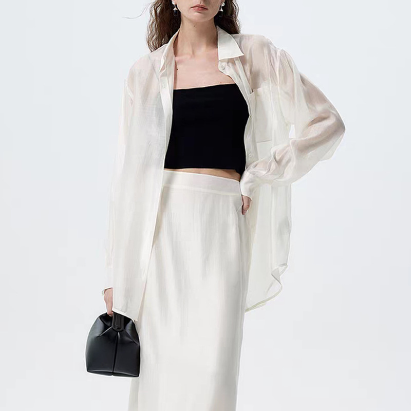 26 Spring/Summer Relaxed and Simple Tencel Morandi Color Refreshing Breathable Lightweight Long-Sleeve Sun Protection Shirt Top 25812 26 Spring/Summer Relaxed and Simple Tencel Morandi Color Refreshing Breathable Lightweight Long-Sleeve Sun Protection Shirt Top 25812