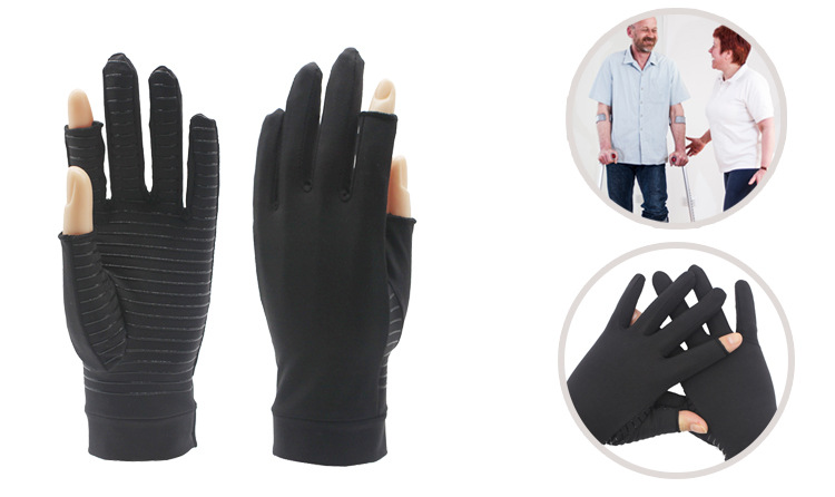 Copper fiber pressure gloves exposed two fingers outdoor non-slip driving fitness cycling gloves_voghion.com