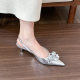 Spring green flowers! Pointed Flower Shallow Mouth Sandals Women's Spring and Summer Post Air Documentary Shoes