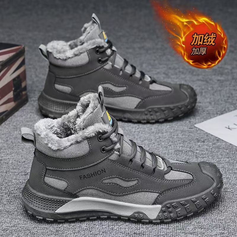 Zapatos de algodón Martin de hombre caliente 2025 más vello grueso calentamiento zapatos de algodón antideslizante al aire libre zapatos de algodón de alto nivel image 4
