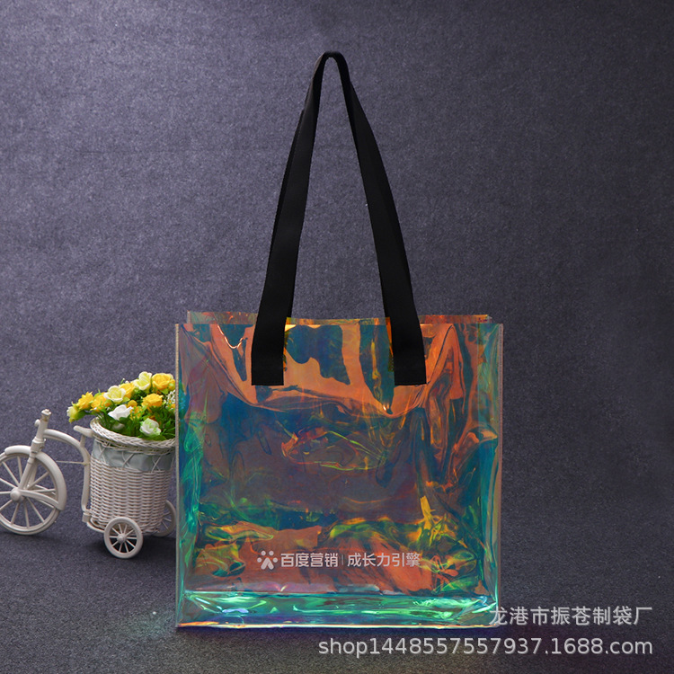 ins塑料透明批发镭射pvc手提袋化妆品礼品袋喜糖伴手礼包装袋果冻
