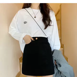 简约百搭秋冬季高腰显瘦灯芯绒裙子女2024年新款洋气款a字半身裙