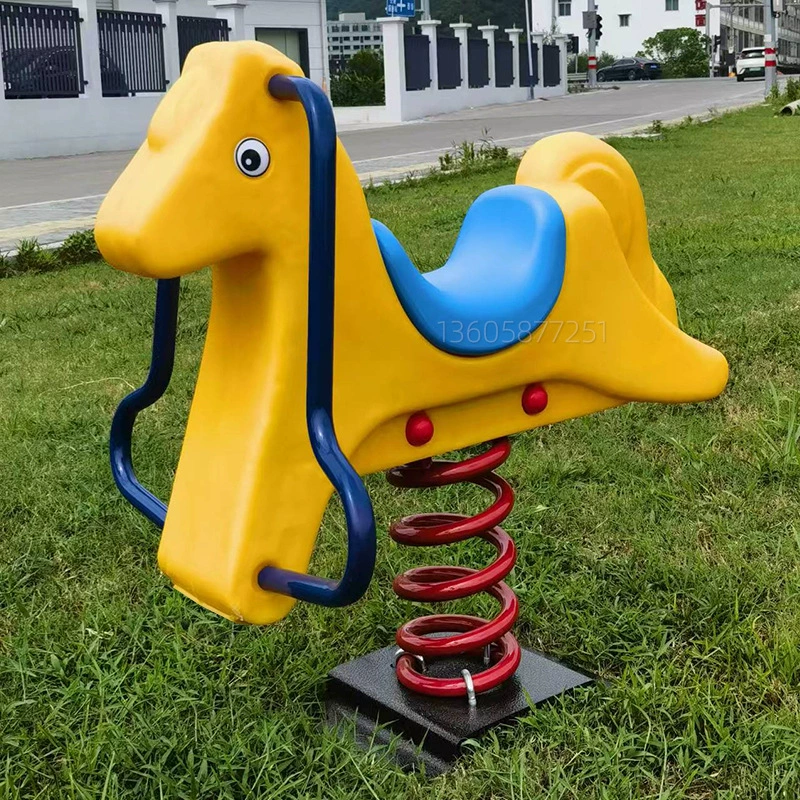 Детские уличные качели-лошадки для парков, аттракционы, деревянные лошадки, качели с двойной пружиной, музыкальные качели