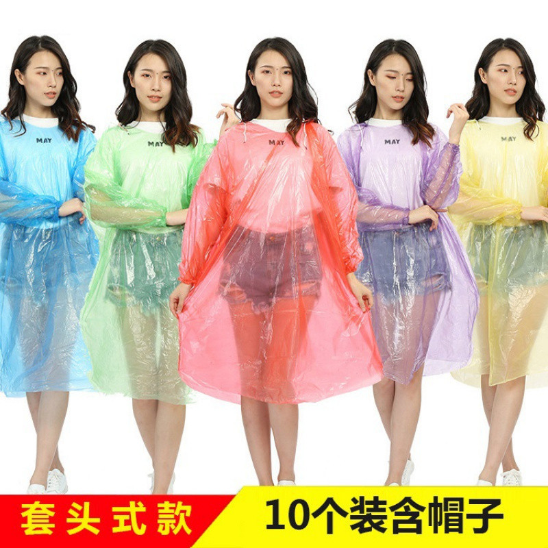 (2개) 일회용 투명 판초 휴대용 가방 장마 여름 여성 사이클링 PVC 비옷 여행 머리카락 세대