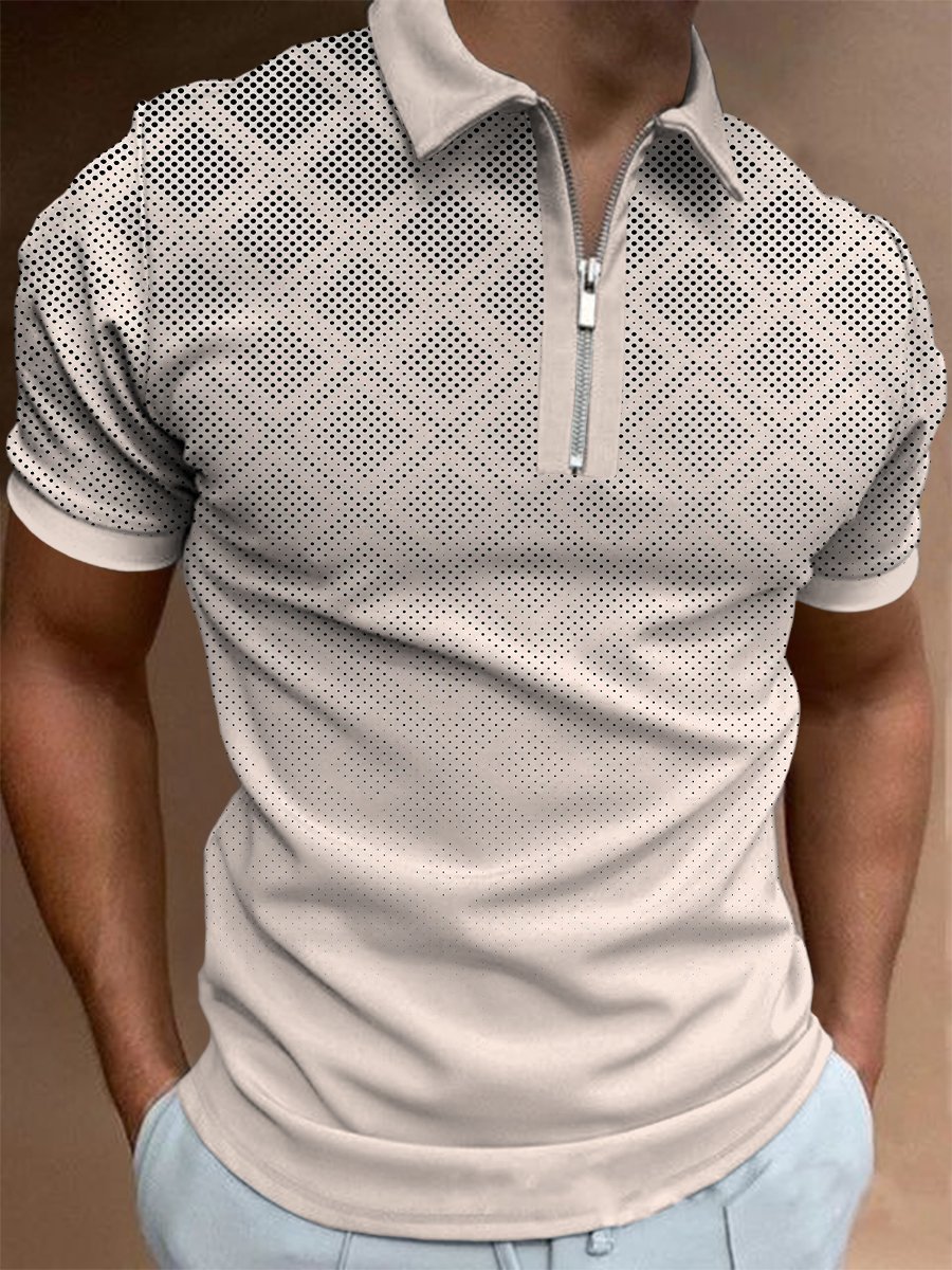 Camiseta Polo Casual de Manga Corta con Cuello Polo, Estilo Europeo y Americano, a Rayas Caqui, en Existencia, Popular en Europa y América