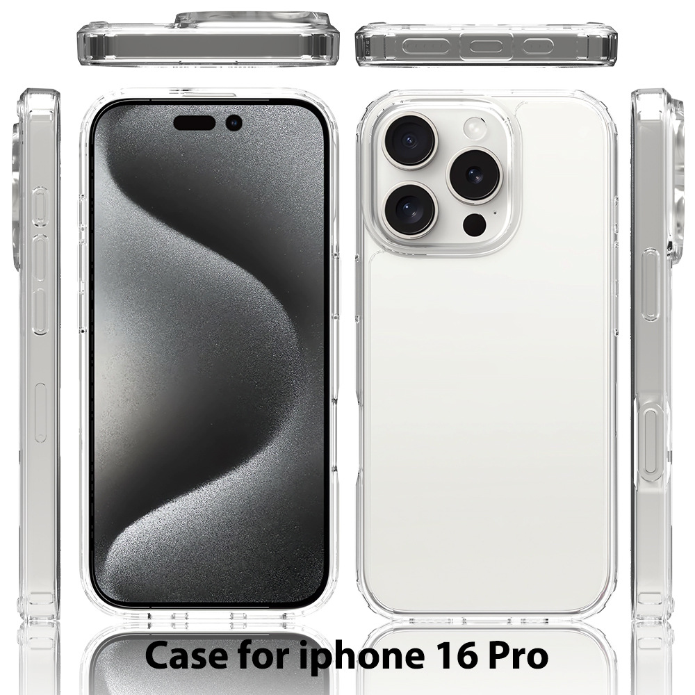 Aplicable iPhone16 Pro funda de acrílico transparente estela PC TPU dos en uno anti-caída iPhone16E