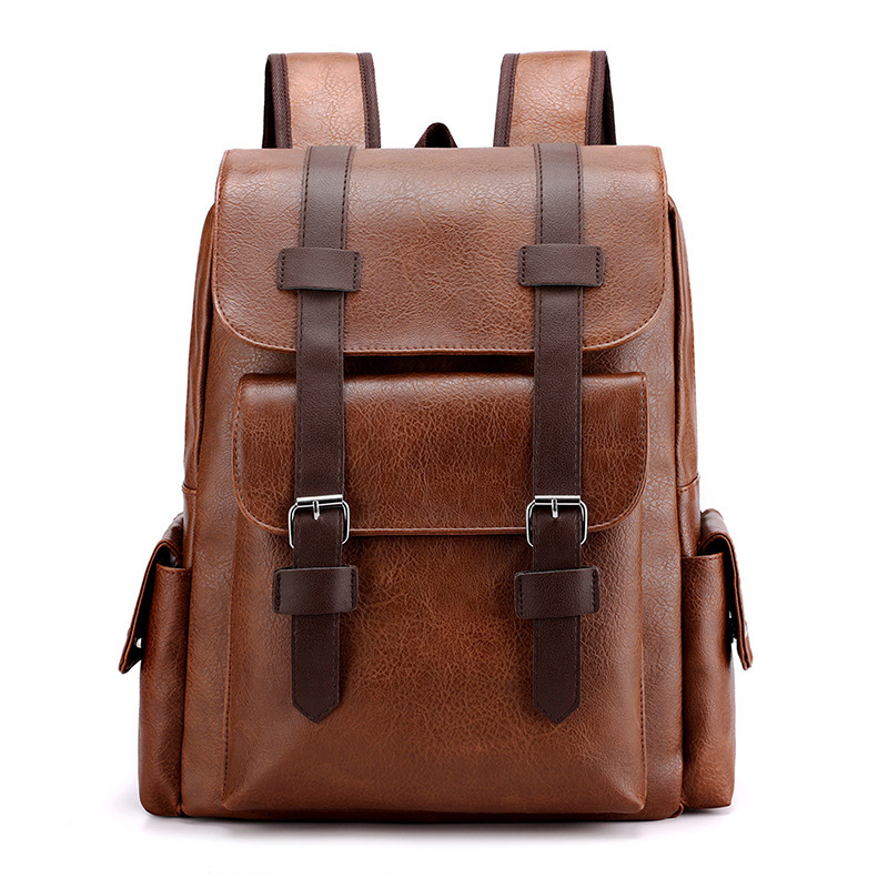 Laptop Backpack For Students, Large Capacity Leather Travel Bag_voghion.com