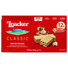 奧地利進口Loacker萊家威化45g*12片榛子味巧克力味餅干整箱12盒