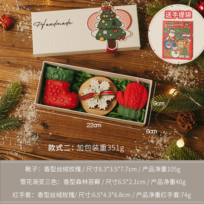 Caja de regalo con velas aromáticas navideñas, diseño artesanal y creativo, regalo ideal con fragancia festiva