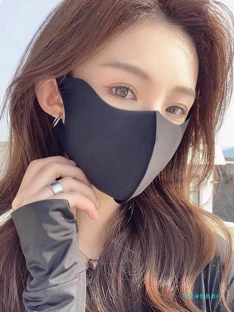 Защитная маска от солнца для женщин, летняя черная солнцезащитная маска с УФ-защитой, полнолицевая маска из ледяного шелка, тонкая дышащая угловая защита от солнечных ожогов