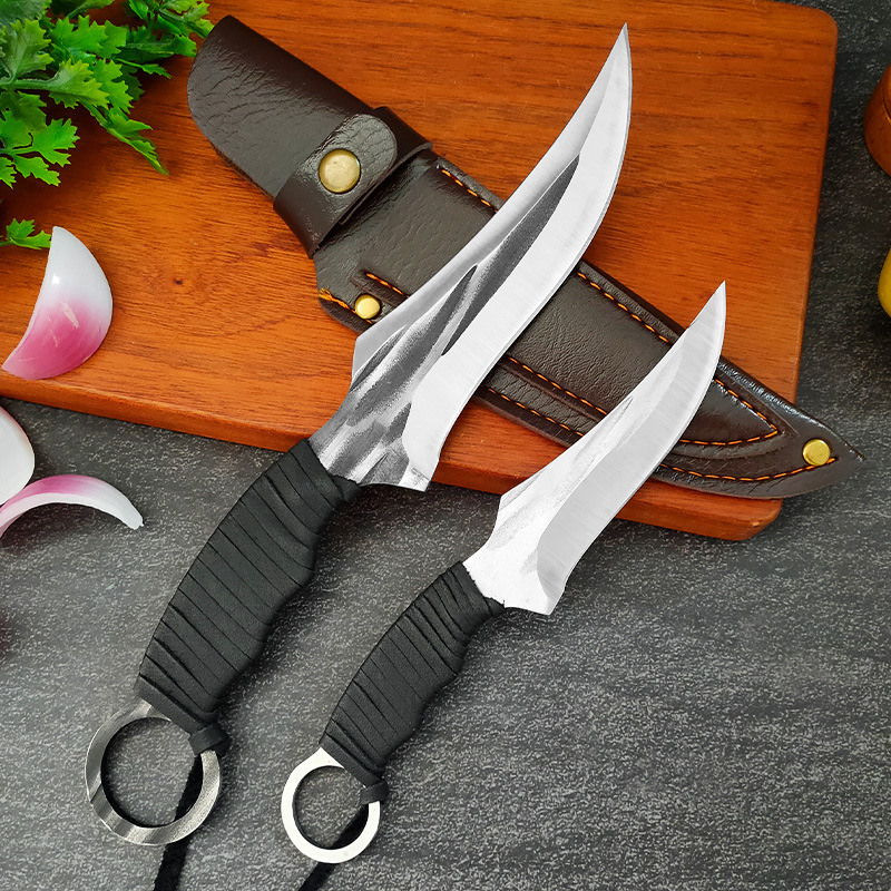 Foreign Trade Hot-selling Mother and suit Double Knife Bone Cutting Knife Household Fruit Knife Forging Knife Outdoor Camping Knife