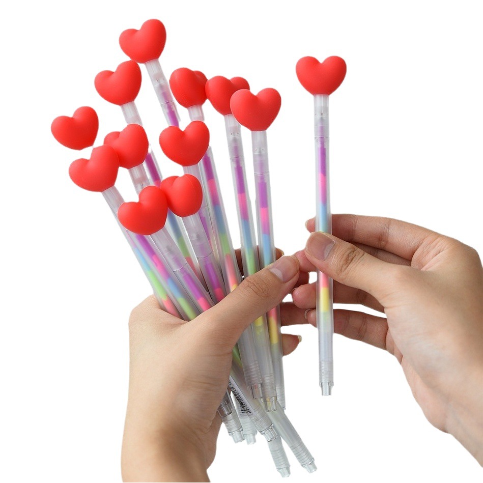 Morning Xixi Heart-Shaped Pastel Pens, Colored Gel Pens, Highlighter Pens, Stationery Wholesale Pens, Cute Exam-Taking Pens, Stationery Wholesale Pens