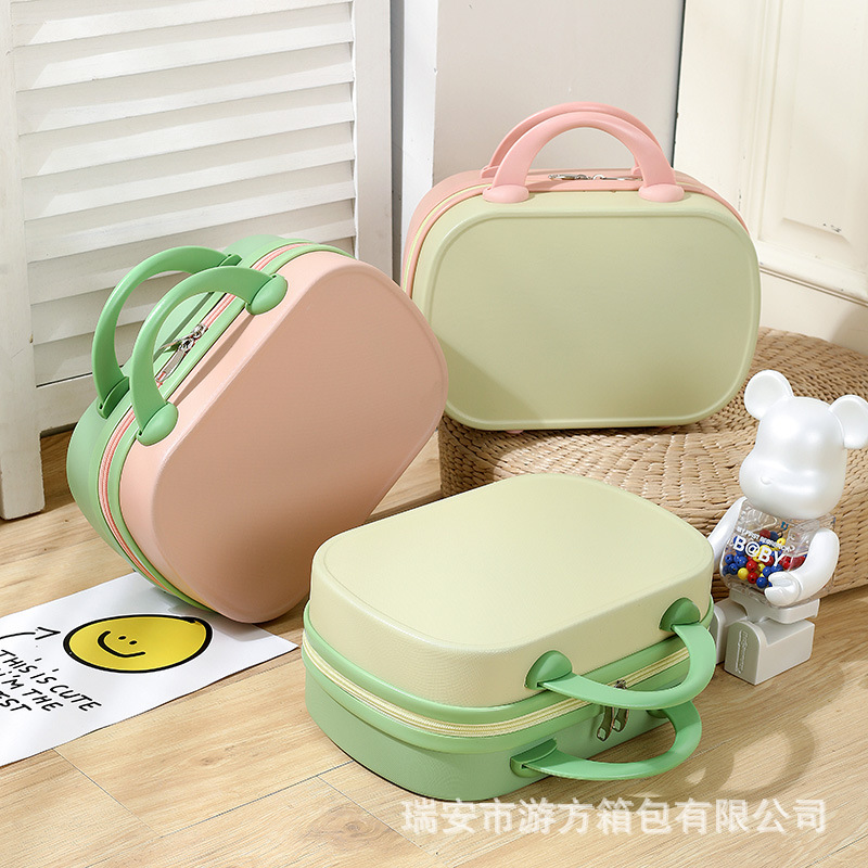 Factory wholesale candy color 14 inch suitcase suitcase round storage box Mini small gift makeup bags
