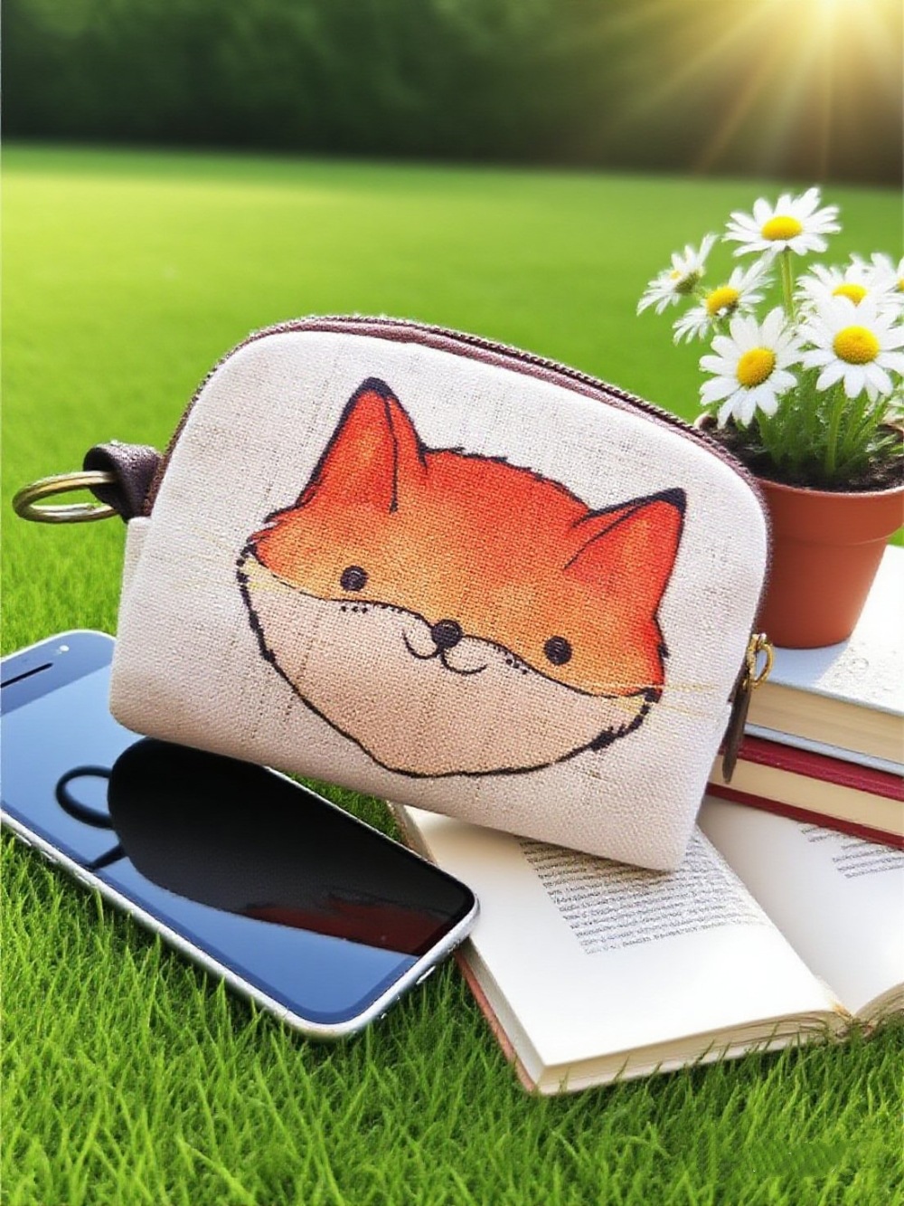 Nuevo algodón y lino impreso dibujos animados cambio clave caso moneda bolsa pequeña cartera clave bolsa de almacenamiento