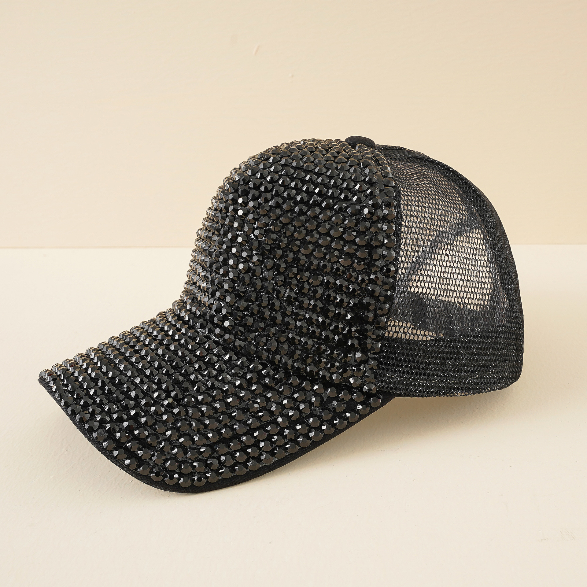 Sombrero para mujer primavera y verano nueva malla costura lentejuelas rhinestone gorra de béisbol versátil estilo coreano moda gorra de pico para mujer