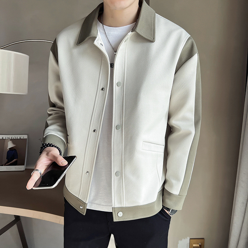 1 Pishi Color Block Jacket Coat Trendy Brand High-end Fashion Casual Versatile Handsome Spring Autumn Men's Clothing 2023_voghion.com