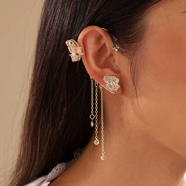 EZ6036 Cross-border Ear Cuff with Diamond-Set Wheat Ear Design, No Piercing Required, Unique and Elegant Ear Jewelry for Women