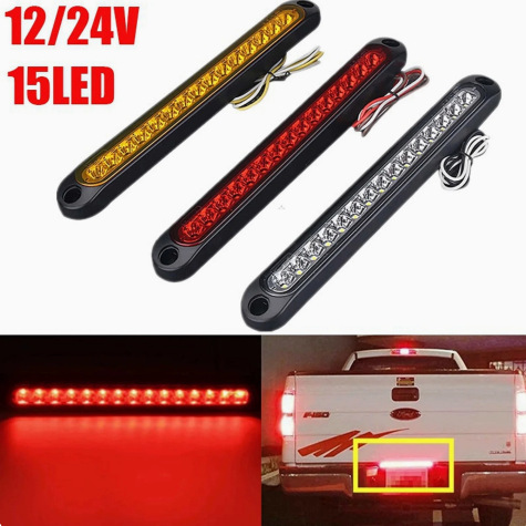 15LED Trailer RV Tail Light 12V24V Car Truck High-Mount Brake Light Waterproof Modified Warning Light Bar
