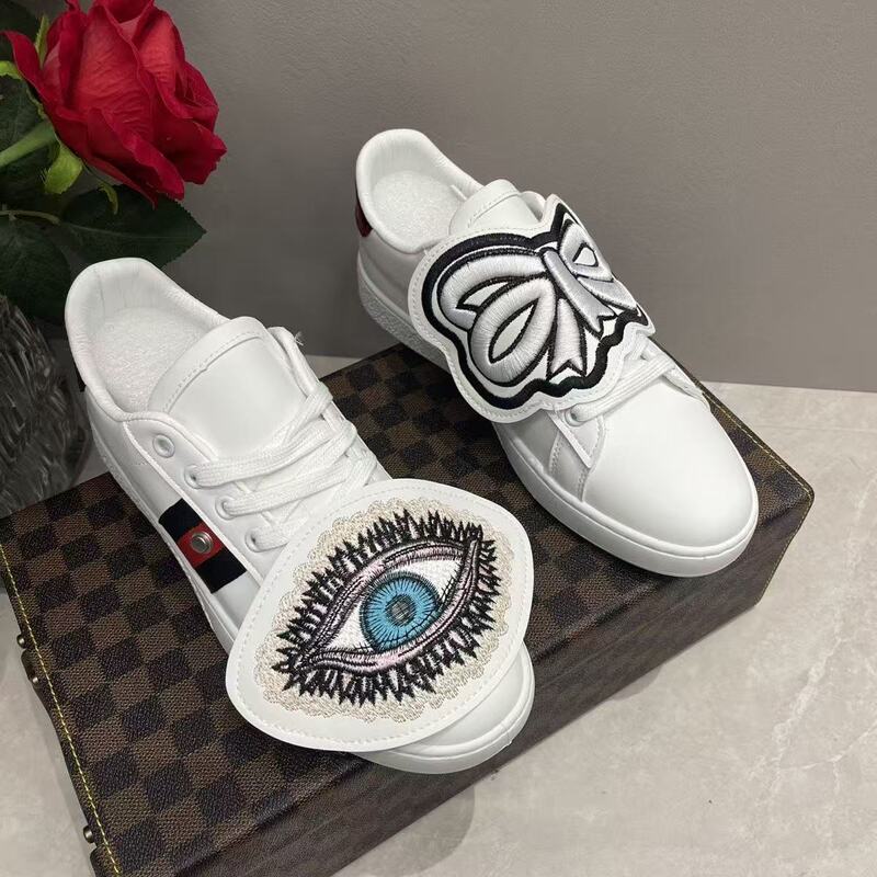 2026 New Popular Model: Bowknot Embroidered Sneakers with Buckle, White Casual Shoes, Trendy Devil's Eye Shoes 2026 New Popular Model: Bowknot Embroidered Sneakers with Buckle, White Casual Shoes, Trendy Devil's Eye Shoes