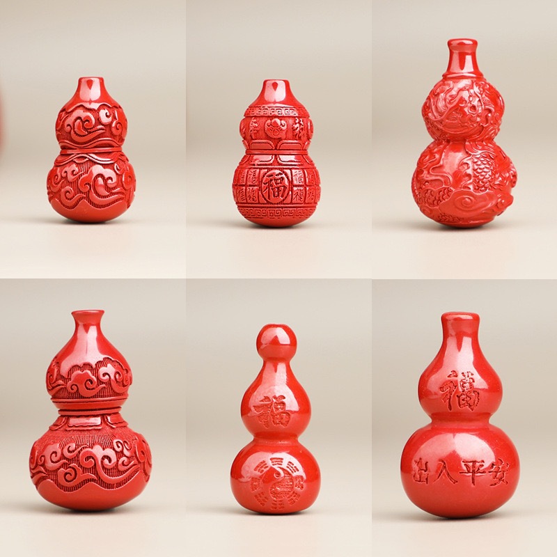 帝王砂紅砂硃砂葫蘆吊墜祥雲款百福款福字葫蘆掛件上下孔低含量砂