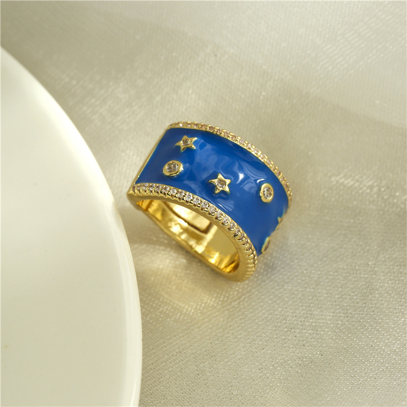 Nouvelle Bague Ouverte En Zircone Micro-incrustée De Cuivre Goutte D&#39;huile De Mode display picture 3