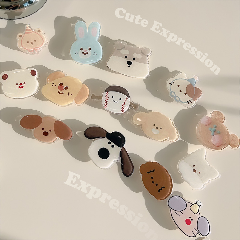 Ins Creative Cute Cartoon Back Sticking Shell Retractable Animal Multifunctional Folding Glue Dropping Lazy Stand Suitable for Cute