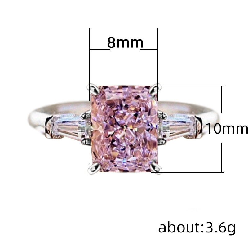Pink Diamond Zircon Ring Sweet Romantic Bride Wedding Ring_voghion.com