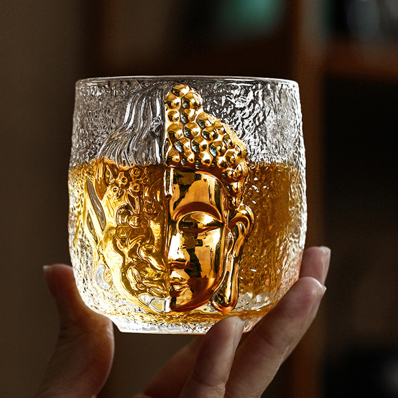 新中式一念之间佛魔杯无铅玻璃主人杯创意家用功夫茶具单杯品茗杯