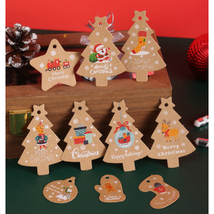 New foreign trade Amazon Christmas decoration painted kraft paper tag tag Christmas tree tag card wholesale