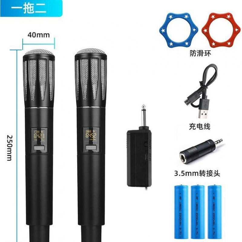 Micrófono inalámbrico de metal, canción K, audio al aire libre, tarjeta de sonido en vivo, micrófono de mano, carga, presentador