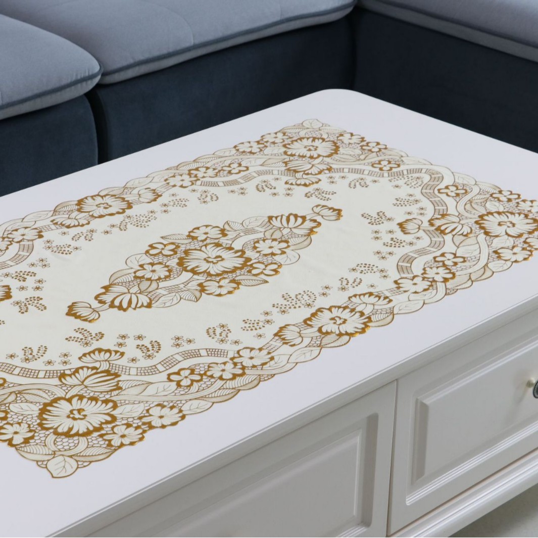 Almohadilla de mesa dorada de PVC 60 * 100 cm a prueba de aceite e impermeable