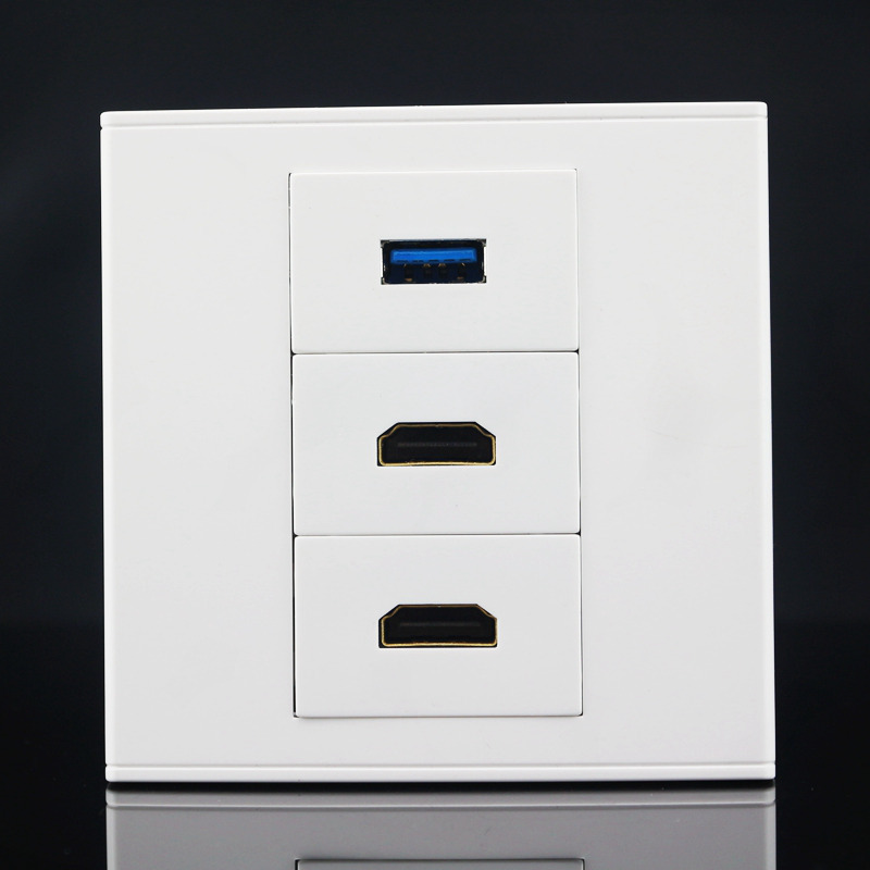 86型 2个2.0版本HDMI加3.0USB插座 USB数据直插+HDMI高清直插面板