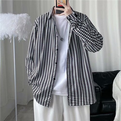 Men's Spring and Autumn Fashion Brandáo Qian Niao Outerwear, Small Scents Style Submerged Collar Long Sleeve Tunic Top for Inner Wear, Plus Size