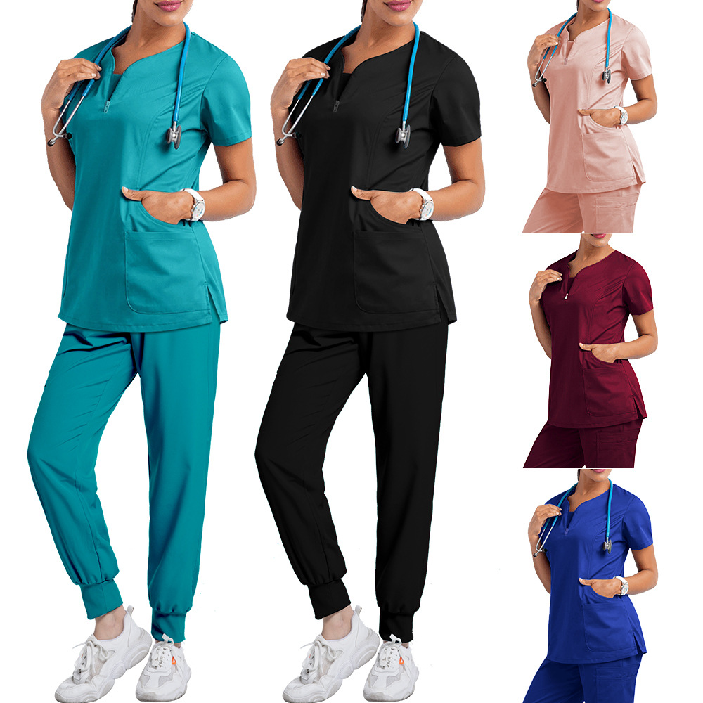 Elastic quick-drying nurse work uniform oral and dental surgeon operating room scrub suit short-sleeved thin style handwashing clothing wholesale