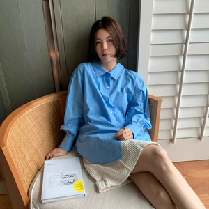 韩系小众设计感后背系带休闲衬衫上衣女秋季新款高级感慵懒衬衣