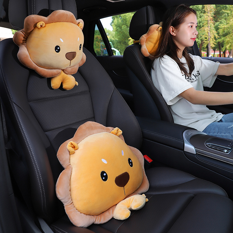 Car headrest, neck pillow, car pillow, pair of car seat lumbar support, creative cartoon cute car pillow wholesale