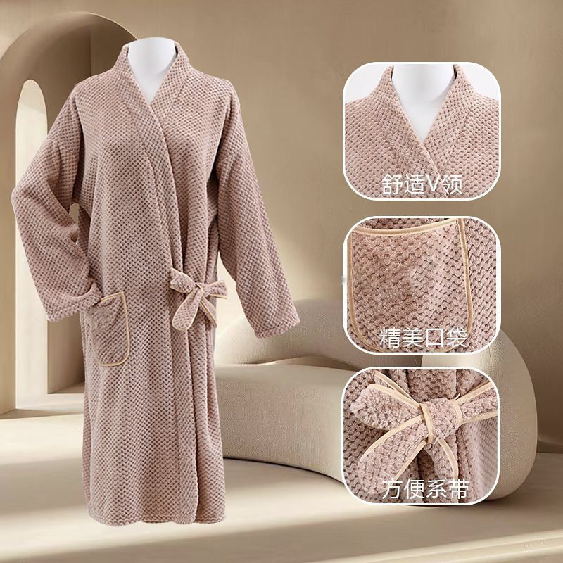 Autumn and Winter Bath Skirt Wearable Bath Towel for Home Students Adult Long-Sleeved Men's and Women's Bathrobe Absorbent Large Size 100kg Wearable