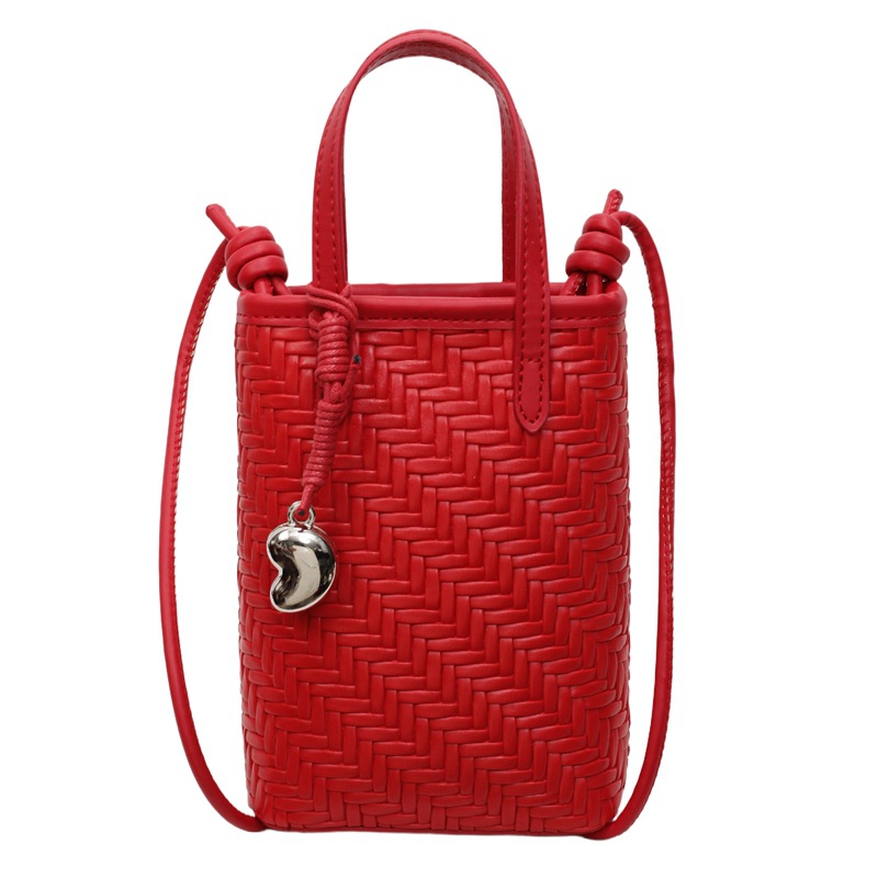 Bolso de teléfono móvil de moda coreana 2025 verano nuevo bolso de hombro tejido casual bolso de mensajero de todo fósforo para mujer