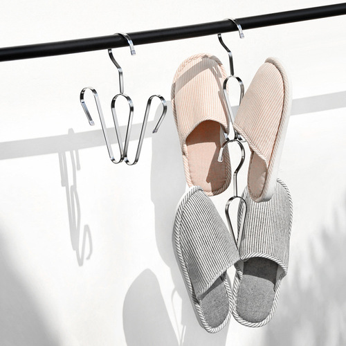 Stainless Steel Flat Strip Shoe Drying Hanger for Clothing Stores, Storage Hook, Clothes Rack, Outdoor Balcony Windproof Hanger, Slippers Drying Rack